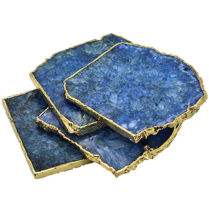 COASTERS BLUE AGATE SQUARE SET OF 4 PIECES - Chora Mykonos