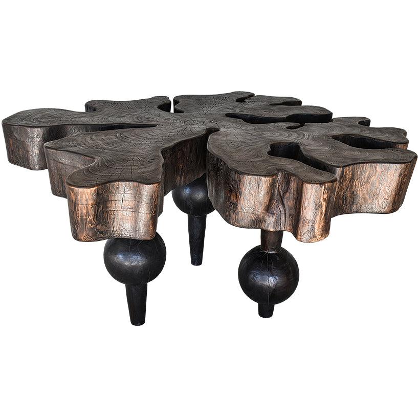 DINING TABLE BLACK ROOUND TABLE - Chora Mykonos