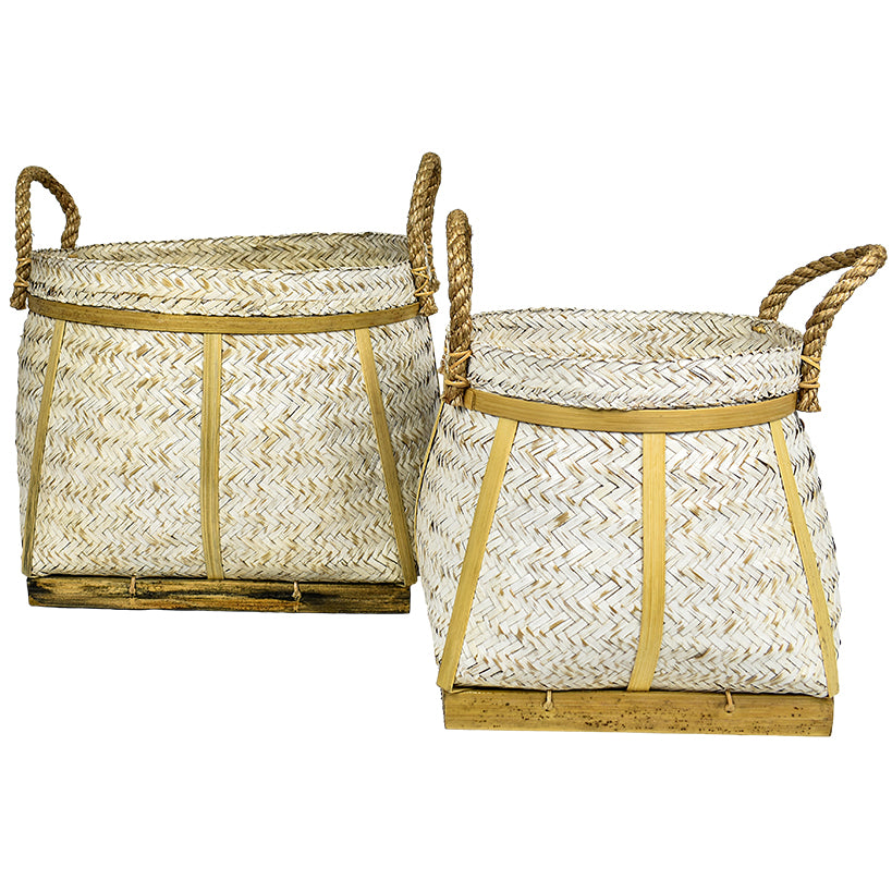 BAMBOO BASKET SET OF 2 WHITE