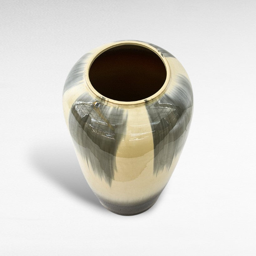 CERAMIC PLANTER WITH ENAMEL PAINTING Φ40 |Η60 CM