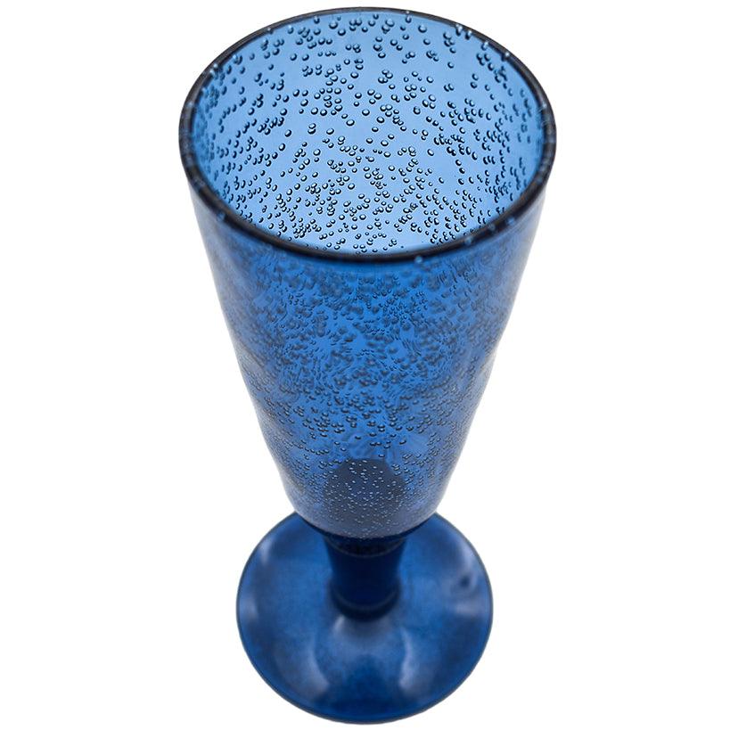 DEEP BLUE SYNTHETIC CRYSTAL FLUTE GLASS 8x8x18cm - Chora Mykonos