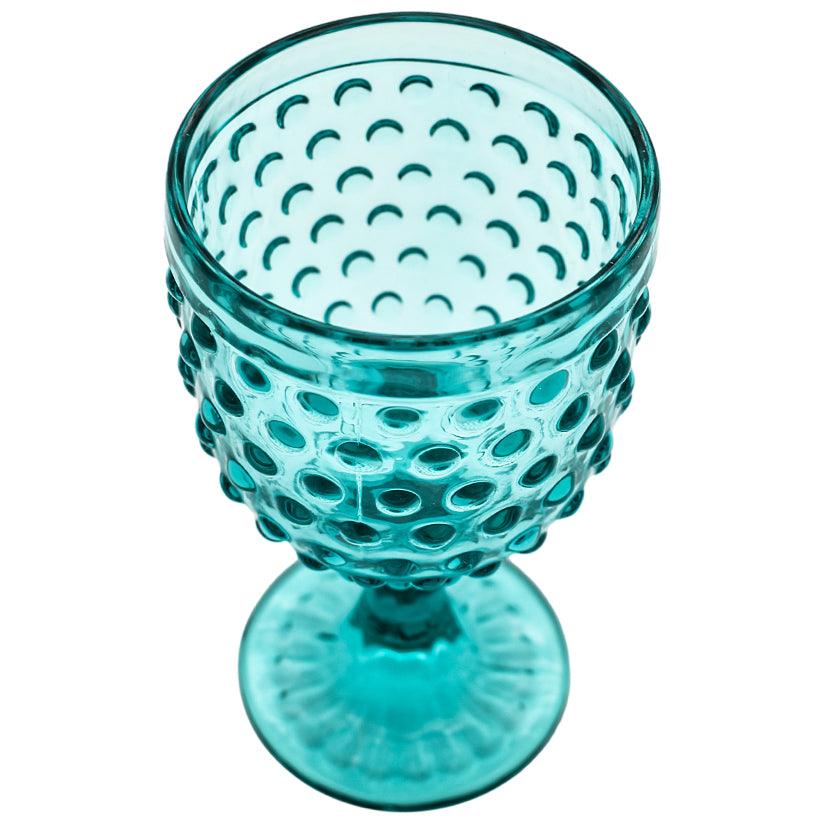SKY BLUE BUBBLE WINE GLASS 300ML 9x9x17cm - Chora Mykonos