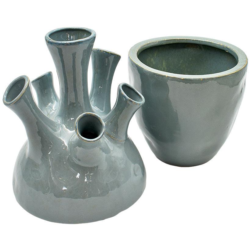 HEART VASE BLUE 21x43.5cm - Chora Mykonos