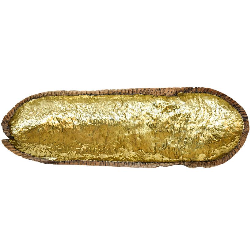 UNSHAPED GOLDEN PLATED TEAK WOODEN BOWL 75x23x7 - Chora Mykonos