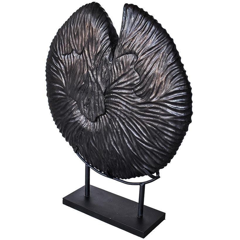 ROUND TEAK DECOR ON STAND - Chora Mykonos