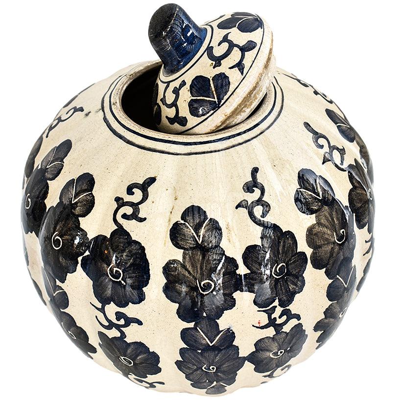 HANDPAINTED VASE WITH LID - Chora Mykonos