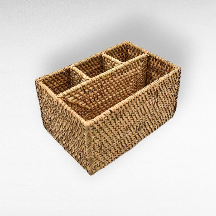 WOVEN RATTAN ORGANIZER CADDY
