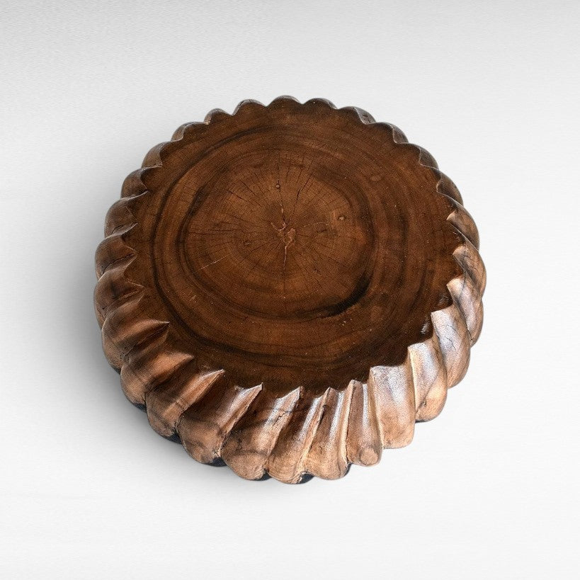 CARVED STOOL SUAR WOOD - Chora Mykonos