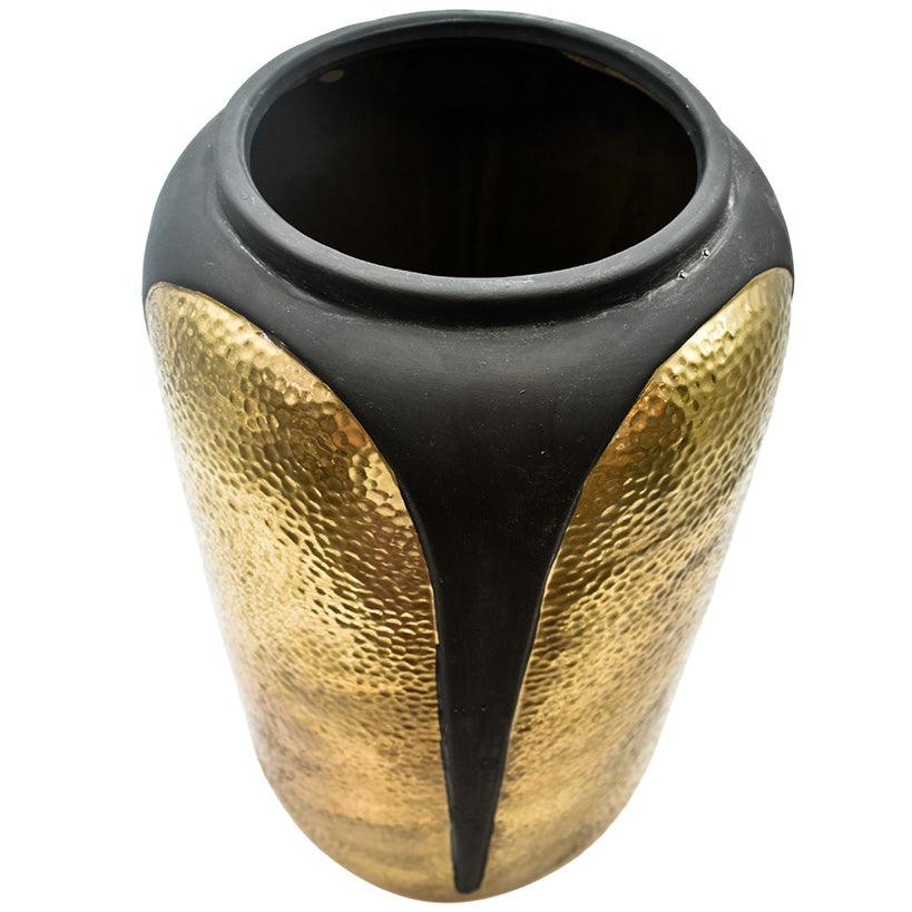 HAMMERED BLACK AND GOLD VASE 25.5x46cm - Chora Mykonos