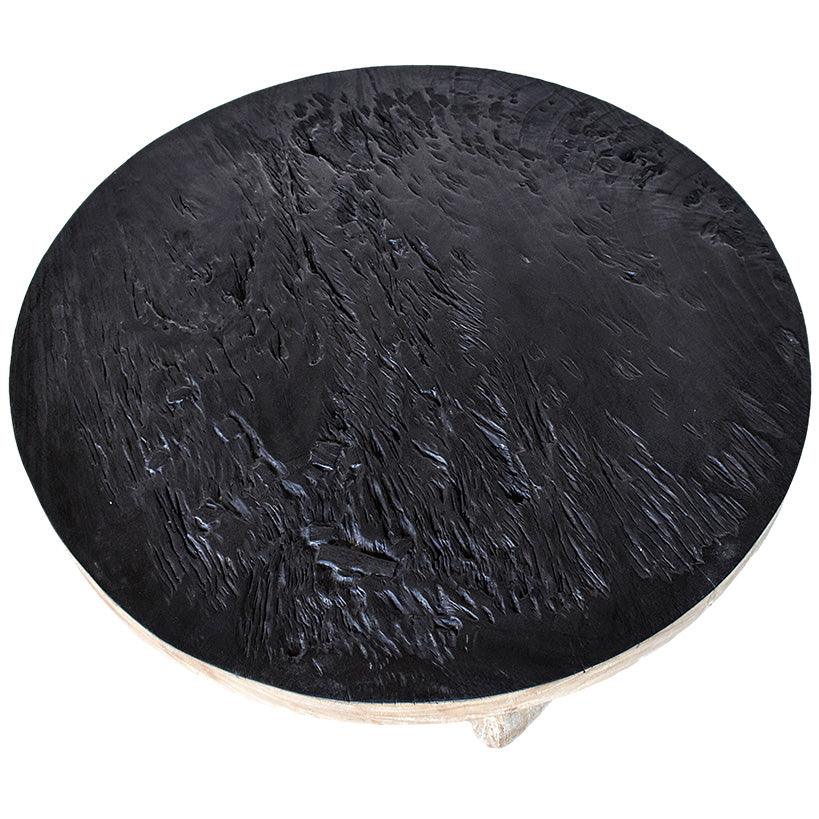 BLACK TOP AND NATURAL BODY SUAR DINING TABLE 120x120x80cm - Chora Mykonos