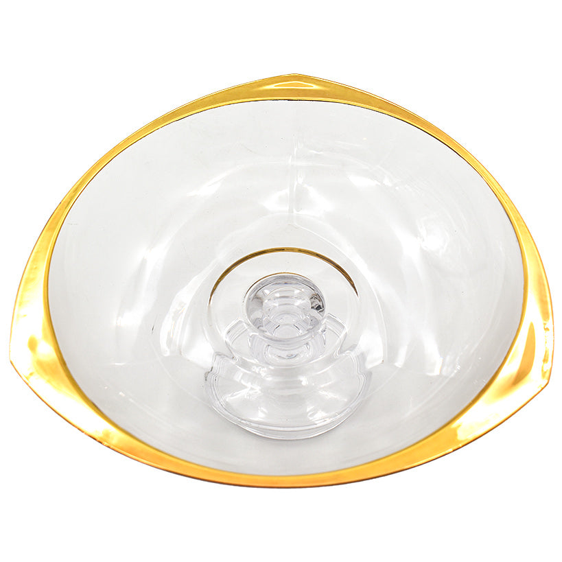 CRYSTAL AND GOLD SERVING BOWL WITH LEG