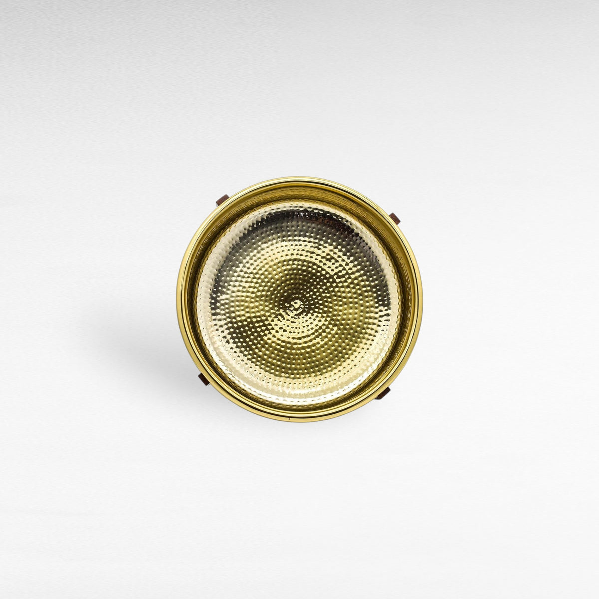STAINLESS STEEL & WOOD GOLD, HAMMERED 45x45x14cm - Chora Mykonos