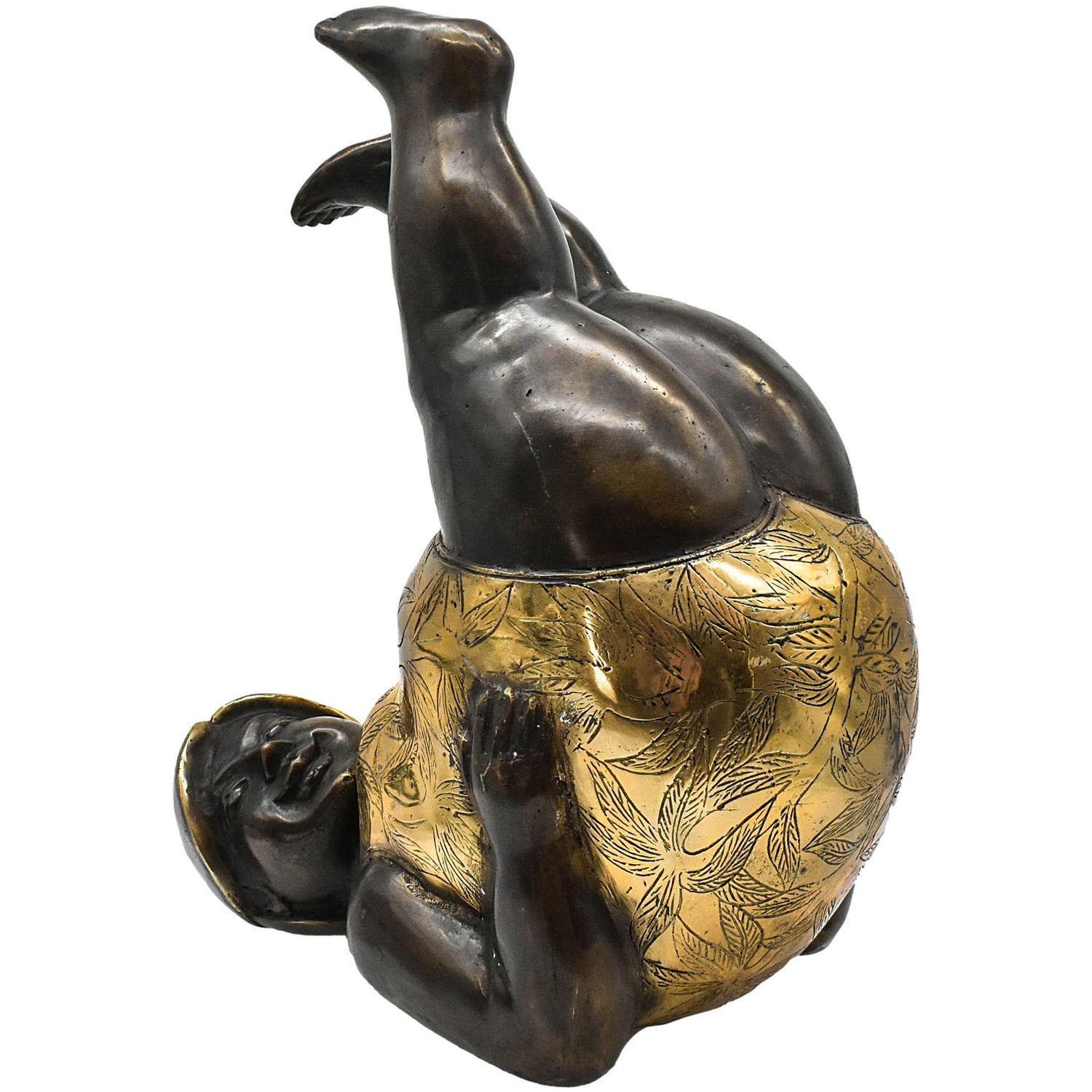 FIGURINE YOGA BRONZE BLACK & GOLD XL 50x30x70cm - Chora Mykonos