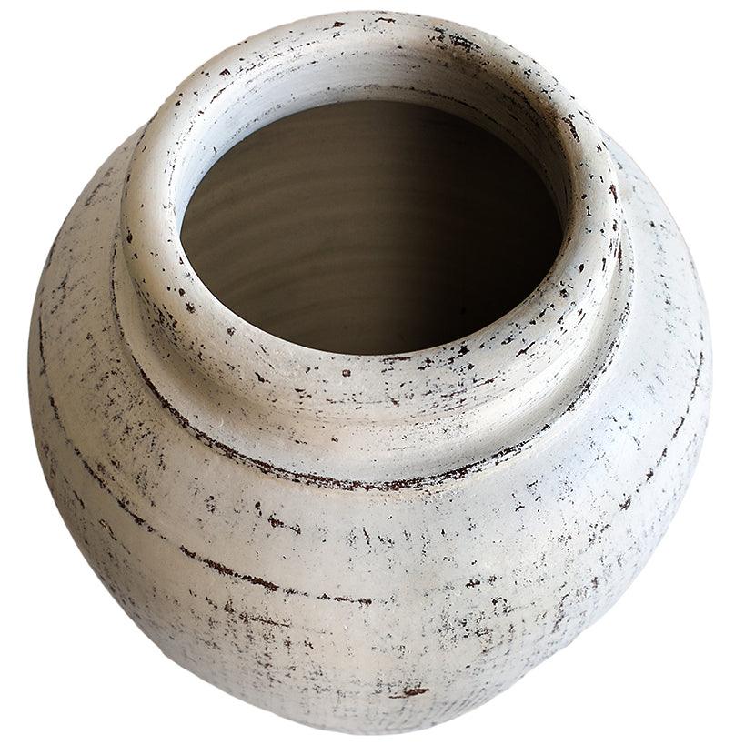 VASE TERRACOTTA WHITE WASH - Chora Mykonos