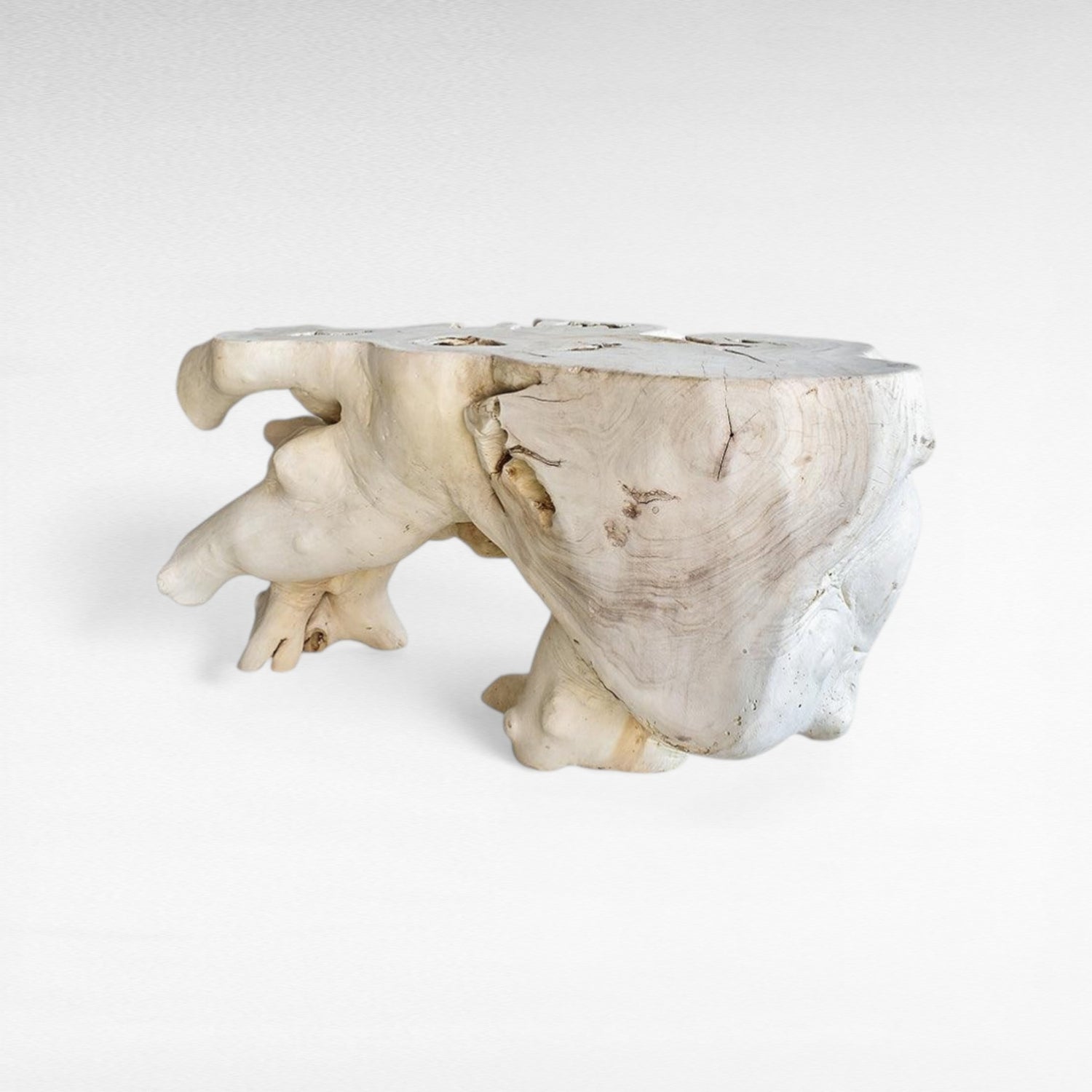 BLEACHED SUAR CONSOLE TABLE W/ GLASS 150x50x80cm - Chora Mykonos