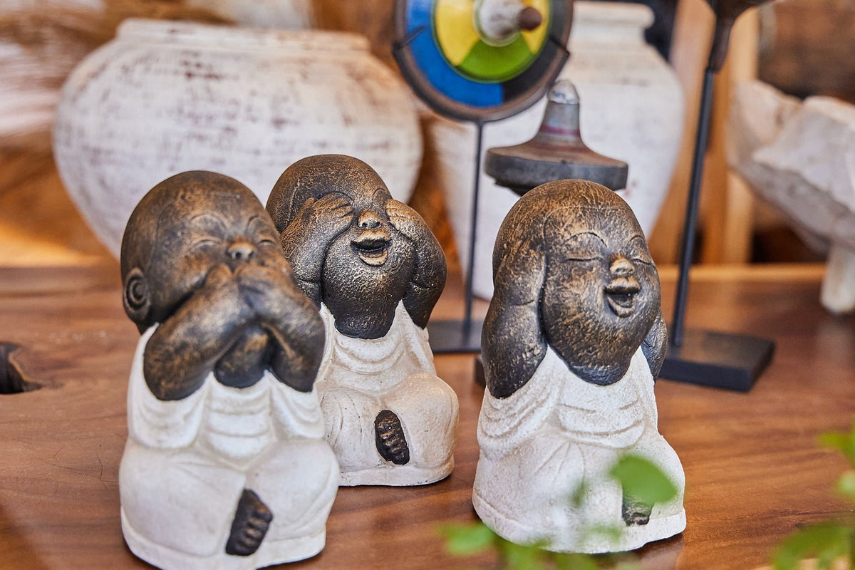 BLIND-DEAF-MUTE SET OF 3 SHAOLINS WHITE