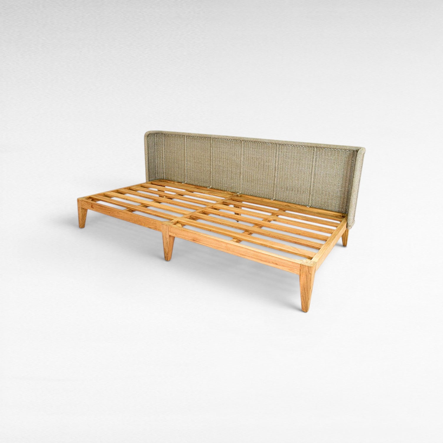 ALUMINIUM POWDER COATED ARMLESS SOFA WITH TEAK WOOD BASE