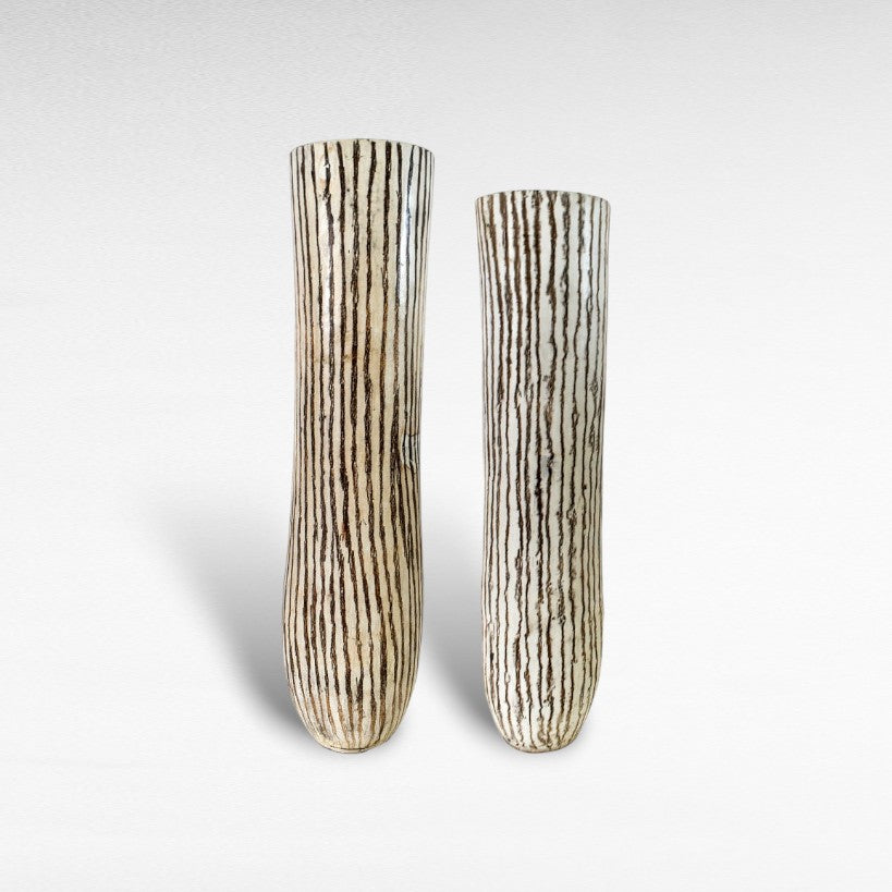 PALM WOOD WHITEWASH POT W30 |D30 |H120 CM