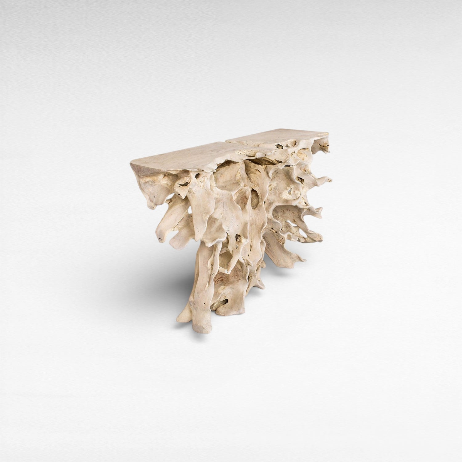 TEAK WOOD ROOT W/ GLASS BLEACHED COLOR W120 |D42 |H80 CM