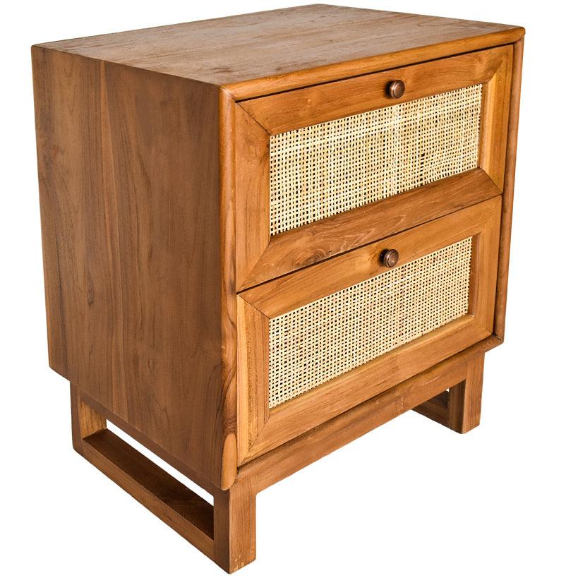 BEDROOM SIDE TABLE WITH VIENNESE RATTAN - Chora Mykonos