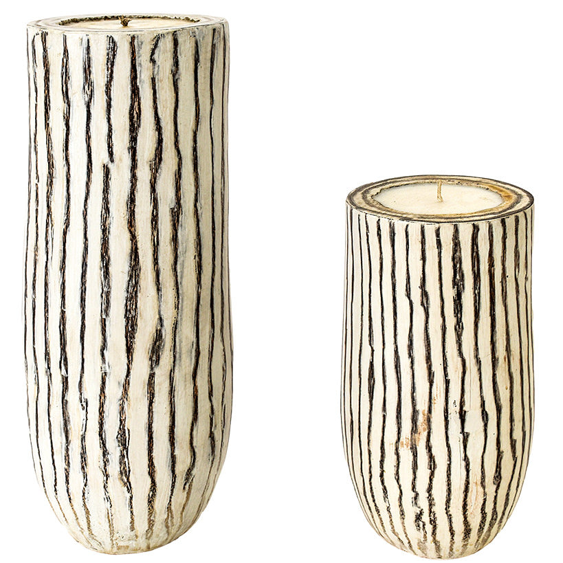 PALM POT CANDLE WHITE WASH