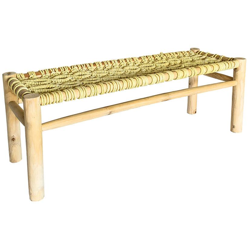 BENCH MACRAME WHITE COLOR 120x40x45cm - Chora Mykonos