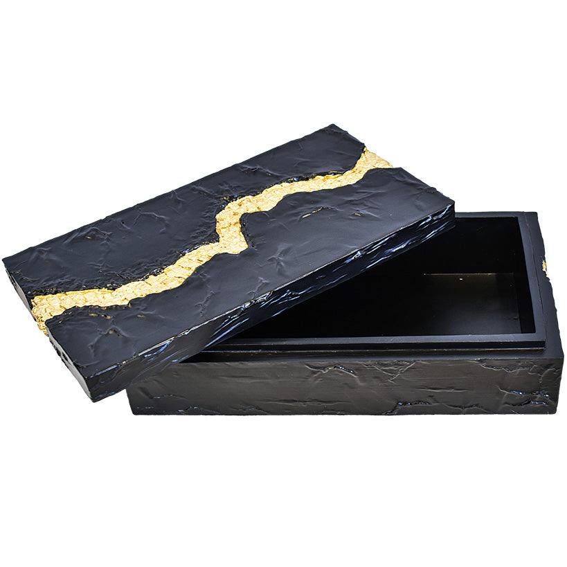 BLACK GOLDEN RESIN BOX 32x18x8 CM - Chora Mykonos