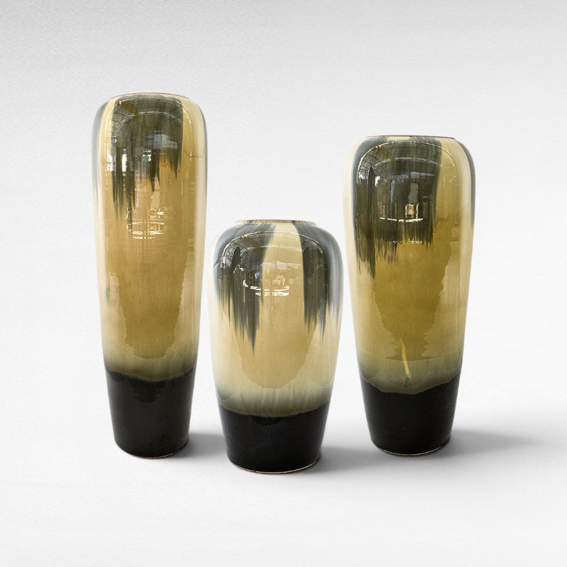 CERAMIC PLANTER WITH ENAMEL PAINTING Φ40 |Η60 CM