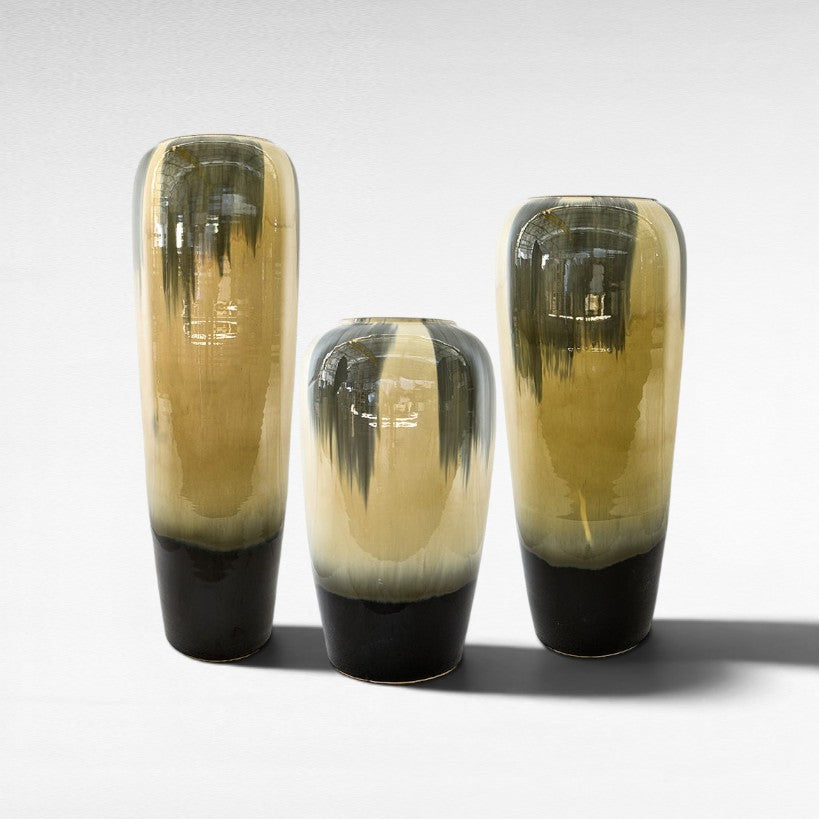CERAMIC PLANTER WITH ENAMEL PAINTING Φ40 |Η90 CM