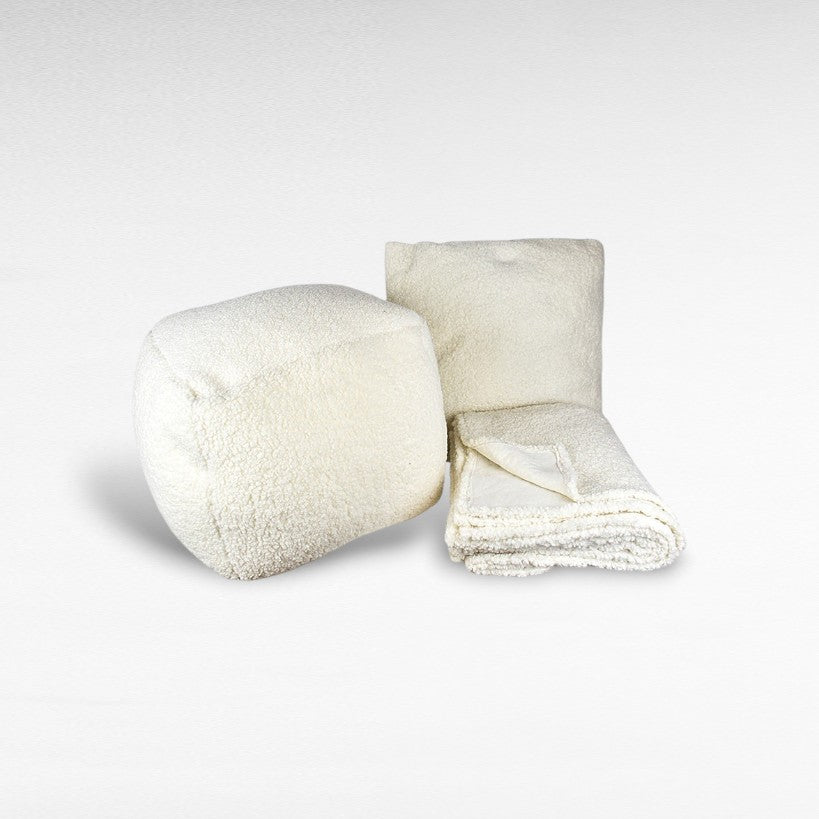 FAUX SHEEPSKIN POUF