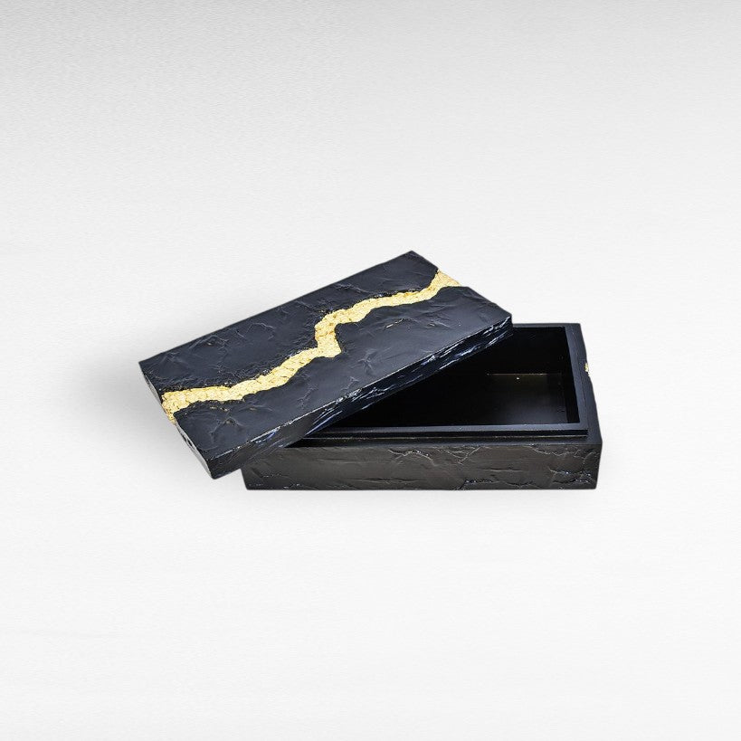 BLACK GOLDEN RESIN BOX 32x18x8 CM - Chora Mykonos