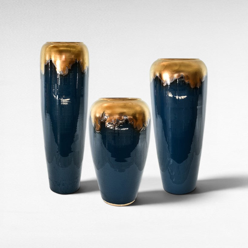 CERAMIC PLANTER WITH ENAMEL PAINTING Φ40 |Η90 CM