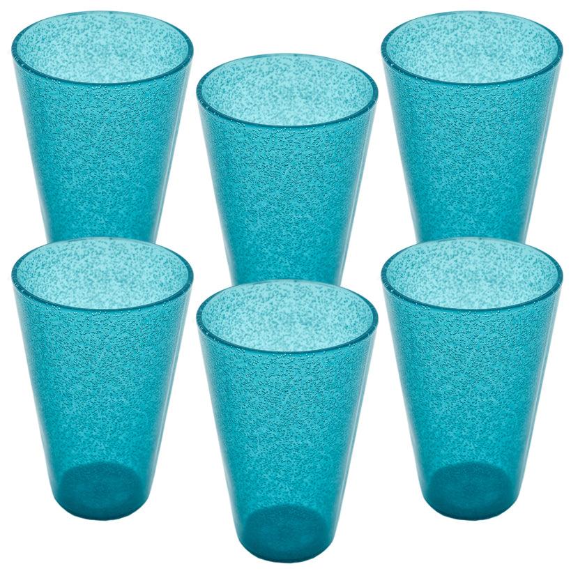 TURQUOISE SYNTHETIC CRYSTAL DRINK GLASS 9x9x14cm - Chora Mykonos
