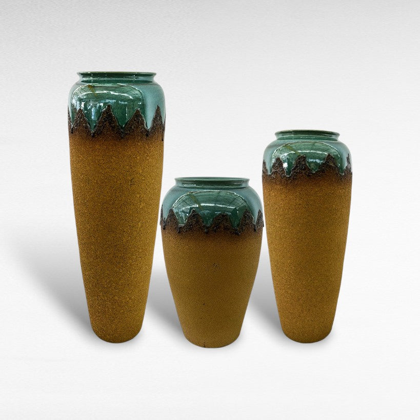 CERAMIC PLANTER WITH ENAMEL PAINTING Φ40 |Η120 CM