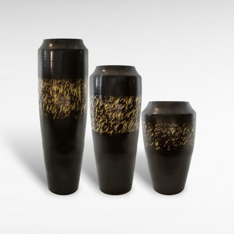 CERAMIC PLANTER WITH ENAMEL PAINTING Φ40 |Η90 CM