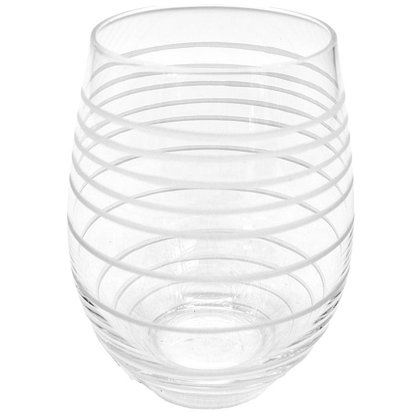 CARVED WATER GLASS 500ML 10x10x13cm - Chora Mykonos