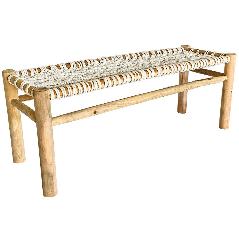 BENCH MACRAME WHITE COLOR - Chora Barefoot Luxury Living