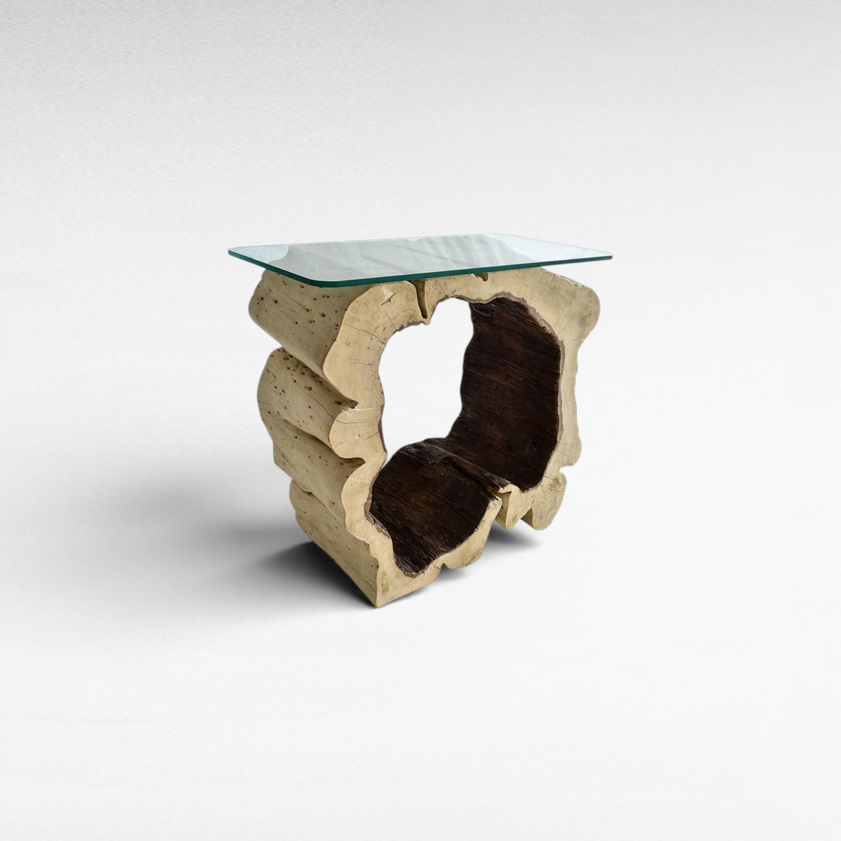 BLEACH TAMARINE CONSOLE TABLE W/ GLASS - Chora Mykonos