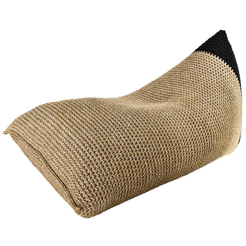 POUF ROPE NATURAL AND BLACK 150x75x70cm - Chora Mykonos