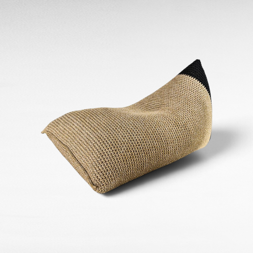 POUF ROPE NATURAL AND BLACK 150x75x70cm - Chora Mykonos