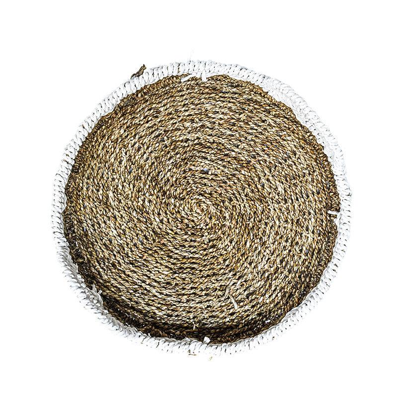 TRAY NATURAL AND WHITE SET OF 3 - Chora Mykonos