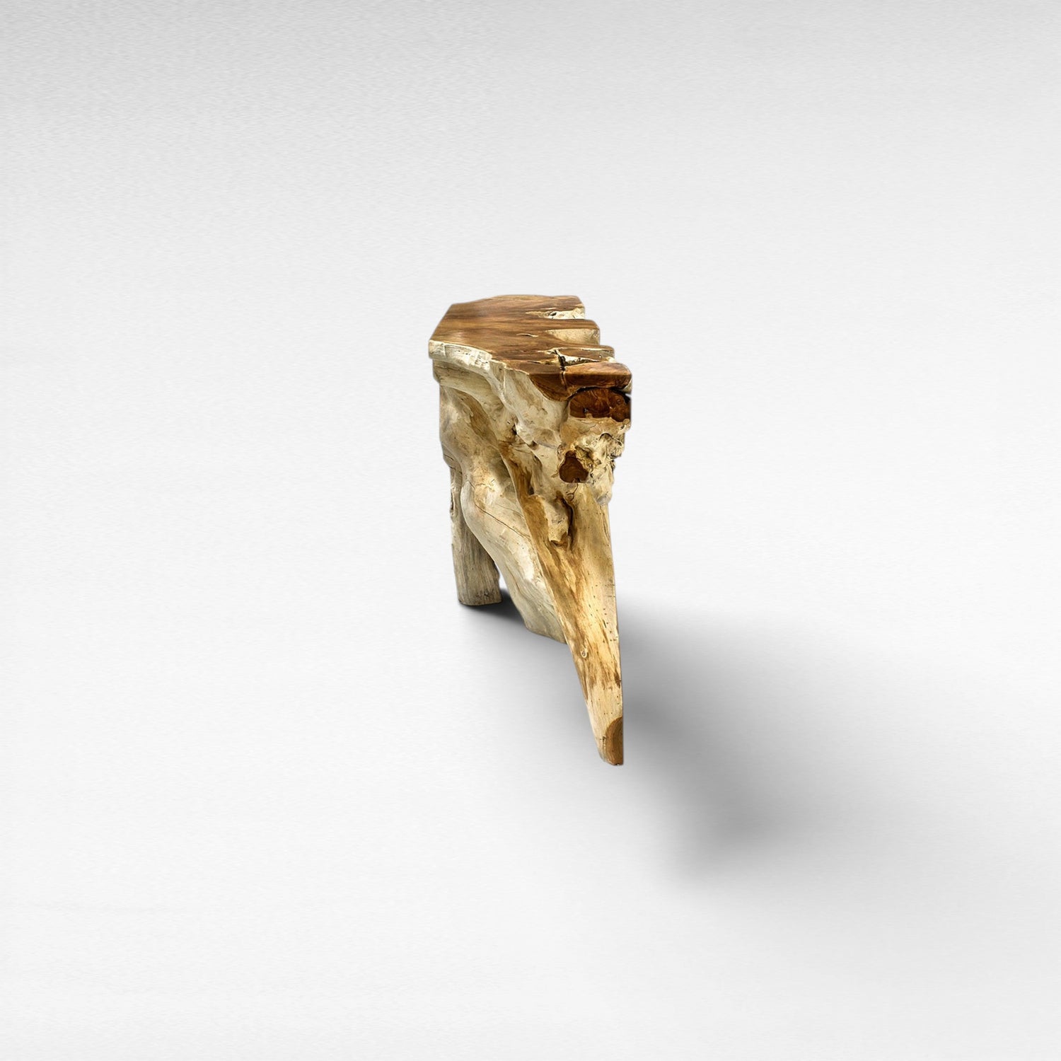 TEAK WOOD ROOT WITH GLASS BLEACHED & NATURAL COLOR W180 |D40 |H80 CM