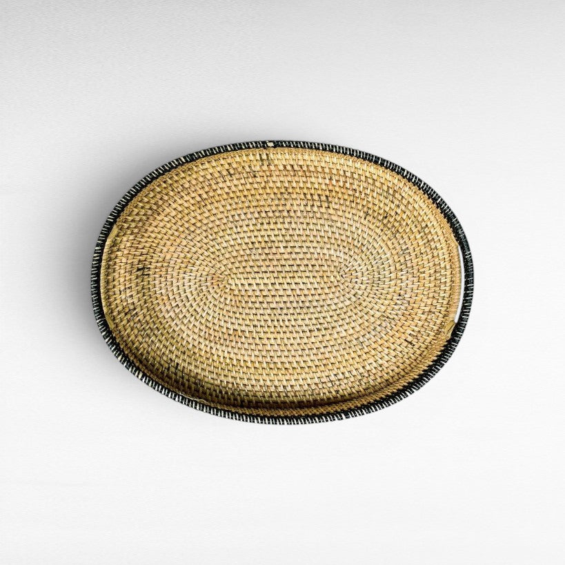 TRAY OVAL RATTAN SET OF 3 - Chora Mykonos