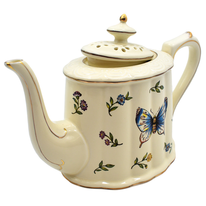 BUTTERFLY TEA CUPS SET OF 6 WITH TEA POT