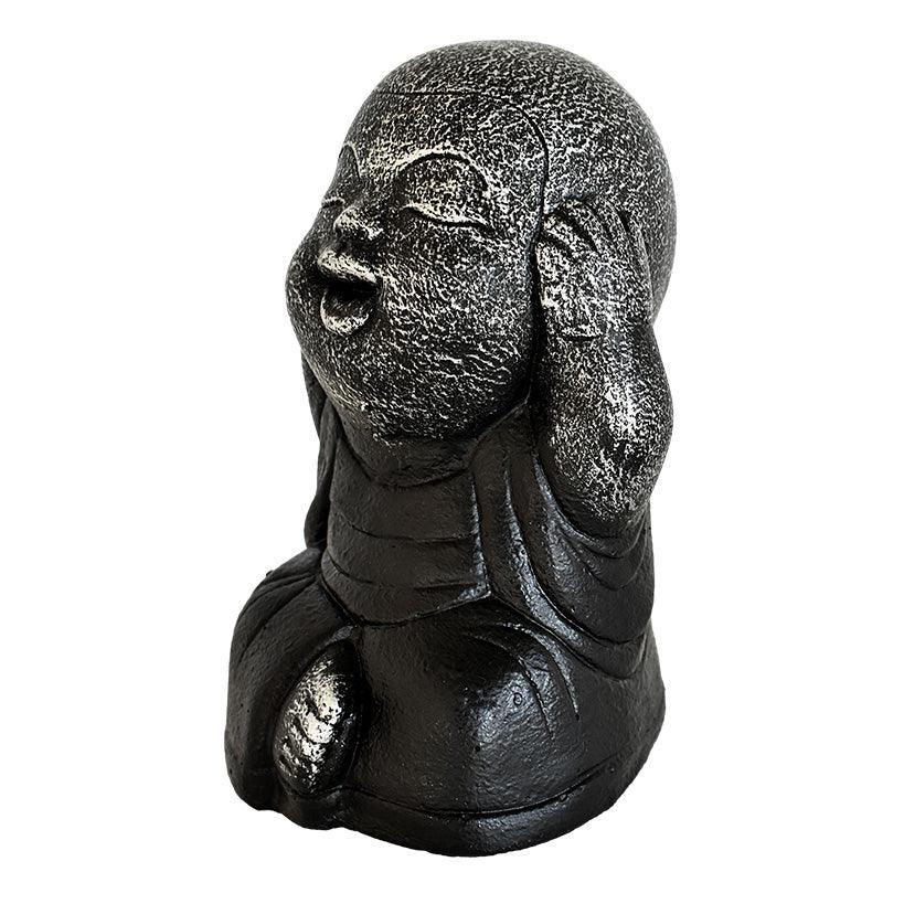 BLIND-DEAF-MUTE SET OF 3 SHAOLINS SILVER & BLACK H.20 CM - Chora Mykonos