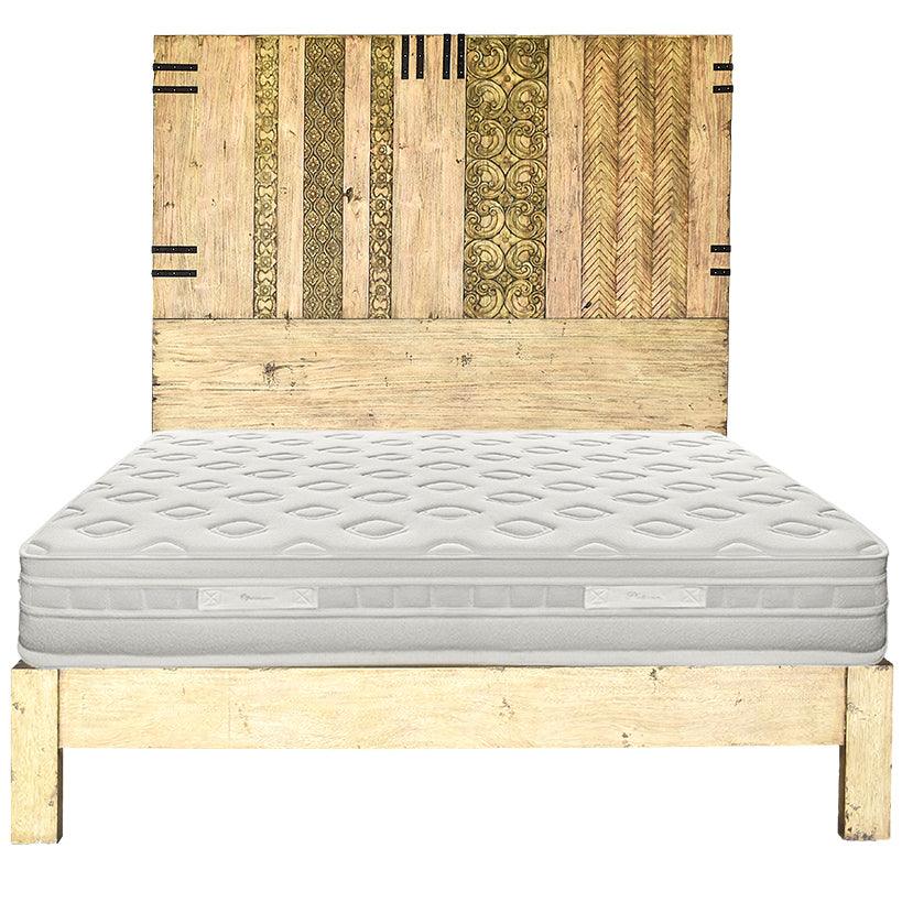 HEAD BOARD & BED OLIVE COLOR & TEAK WOOD 205x205/185x185 - Chora Mykonos