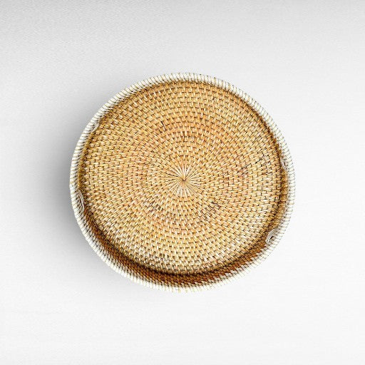 TRAY WHITE AND NATURAL SMALL SET OF 3 - Chora Mykonos