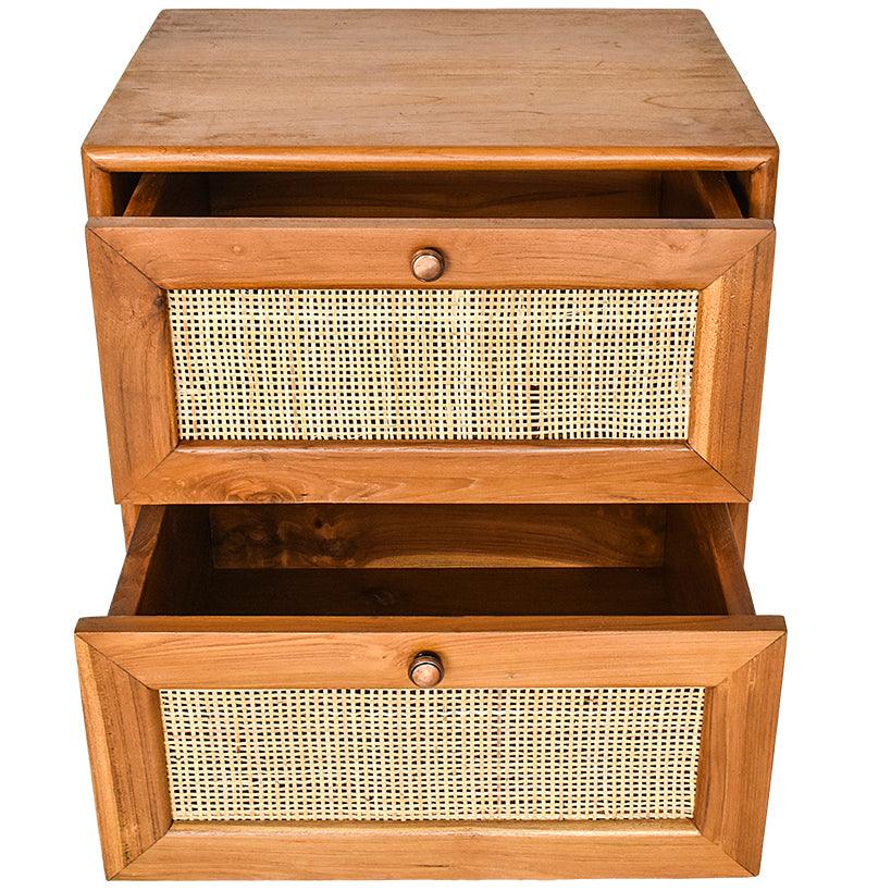BEDROOM SIDE TABLE WITH VIENNESE RATTAN - Chora Mykonos