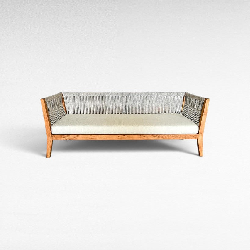 SOFA JERMAN LIGHT GREY ROPE 200x80x75cm - Chora Mykonos