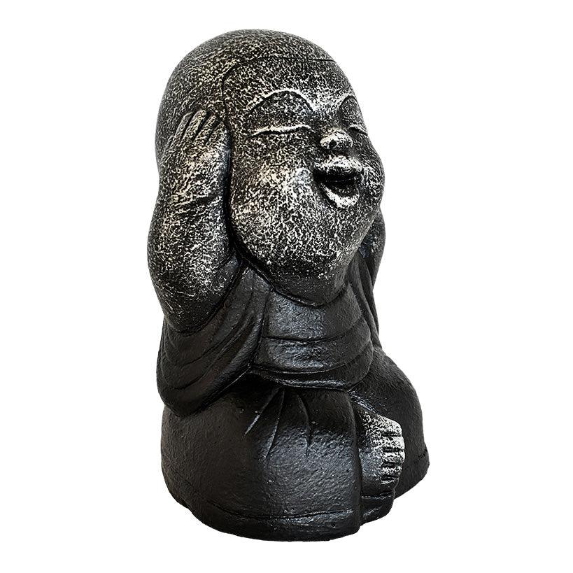 BLIND-DEAF-MUTE SET OF 3 SHAOLINS SILVER & BLACK H.20 CM - Chora Mykonos